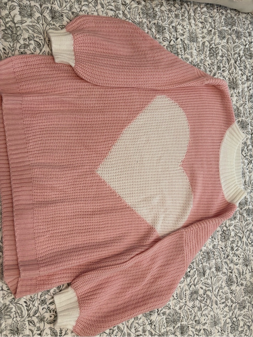 Pink Lily Pink and Cream Heart Turtleneck Sweater
